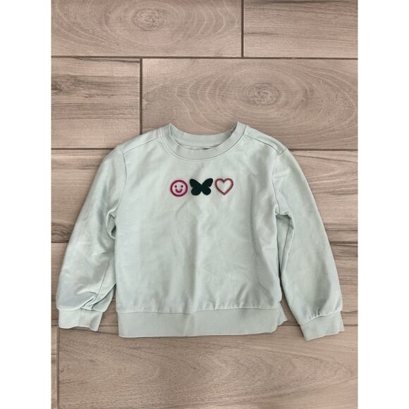 Cat & Jack Girls Velvet Embossed Smiley Face, Butterfly, & Heart Sweatshirt M - Picture 1 of 3